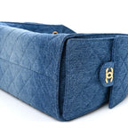 Washed Denim Quilted Small Chanel 25 Handbag Blue