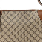 GG Supreme Monogram Emblem Medium Shoulder Bag Beige Dark Brown