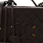 Iridescent Caviar Quilted Medium CC Filigree Vanity Case Burgundy