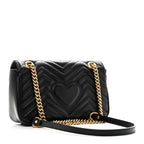 Calfskin Matelasse Small GG Marmont Shoulder Bag Black
