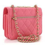 Lambskin Quilted Mini Trendy CC Wallet On Chain WOC Pink