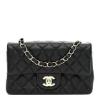 Lambskin Quilted Mini Rectangular Flap Black