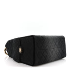 Washed Denim Quilted Medium Chanel 25 Handbag Black