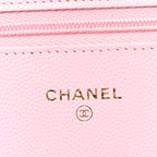 Caviar Quilted Wallet on Chain WOC Light Pink