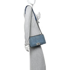 Denim Quilted Medium Boy Flap Blue