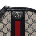 GG Supreme Monogram Textured Dollar Calfskin Web Small Ophidia Dome Shoulder Bag Beige Blue