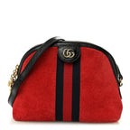 Suede Patent Web GG Small Ophidia Dome Shoulder Bag Hibiscus Red