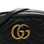 Calfskin Matelasse Small GG Marmont Chain Shoulder Bag Black