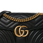 Calfskin Matelasse Small GG Marmont Shoulder Bag Black
