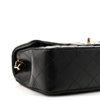Lambskin Quilted Mini Rectangular Flap Black