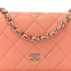 Caviar Quilted Mini Wallet On Chain WOC Coral
