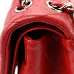 Caviar Quilted Jumbo Double Flap Dark Red