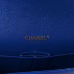 Lambskin Chevron Quilted Jumbo Double Flap Navy Blue