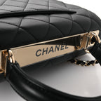 Lambskin Quilted Small Trendy CC Dual Handle Flap Bag Black
