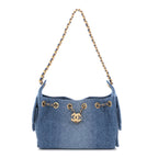 Washed Denim Quilted Mini Chanel 25 Handbag Blue
