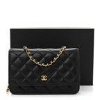 Caviar Quilted Wallet on Chain WOC Black