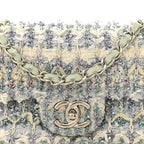 Tweed Quilted Mini Rectangular Flap Light Green Silver White