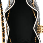 Braided Raffia Calfskin Small Chanel 25 Handbag Black White