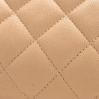 Caviar Quilted Jumbo Double Flap Beige