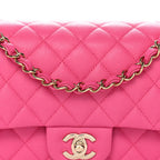 Caviar Quilted Medium Double Flap Dark Pink
