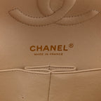 Caviar Quilted Medium Double Flap Light Beige