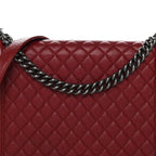 Caviar Quilted Large Boy Flap Dark Red