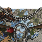 GG Supreme Monogram Blooms Print Embroidered Small Dionysus Shoulder Bag Blue Taupe