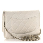 Caviar Quilted Perforated Metal CC Wallet On Chain WOC White