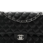 Caviar Quilted Medium Double Flap Black