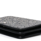 Lambskin Camellia Studded Wallet on Chain WOC Black