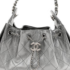 Metallic Caviar Quilted Mini Chanel 25 Handbag Anthracite