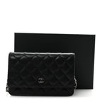 Caviar Quilted Wallet on Chain WOC Black