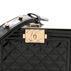 Patent Calfskin Boy Minaudiere Black