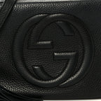 Pebbled Calfskin Small Soho Disco Bag Black