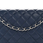Caviar Quilted Maxi Double Flap Navy Blue