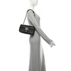 Lambskin Matelasse Medium GG Marmont Shoulder Bag Black