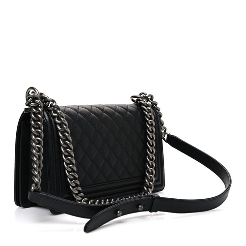 Caviar Quilted Medium Boy Flap Black