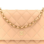 Caviar Quilted Wallet on Chain WOC Beige