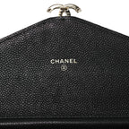 Grained Calfskin Quilted Cuba Wallet On Chain WOC Black