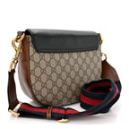 GG Supreme Monogram Web Medium Padlock Messenger Shoulder Bag Black