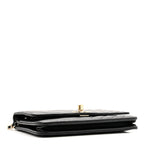 Lambskin Chevron Quilted Trendy CC Wallet On Chain WOC Black