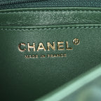 Iridescent Lambskin Quilted Mini Rectangular Flap Green