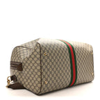 GG Supreme Monogram Textured Dollar Calfskin Web Medium Ophidia Carry-On Duffle Bag Beige Ebony New Acero