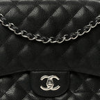 Caviar Quilted Jumbo Double Flap Black