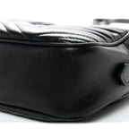 Calfskin Matelasse Monochrome Small GG Marmont Chain Shoulder Bag Black