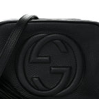 Pebbled Calfskin Small Soho Disco Bag Black