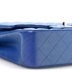 Iridescent Caviar Quilted Medium Double Flap Blue