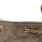 Suede Quilted Medium Chanel 25 Handbag Dark Grey
