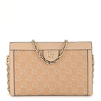 Denim Calfskin GG Monogram Small Ophidia Chain Shoulder Bag Light Beige