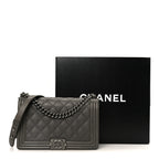 Calfskin Double Stitch New Medium Boy Flap Grey